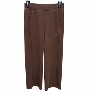 Adidas Womens Medium Active Wide Leg Pants Chocolate Brown High Rise Athleisure